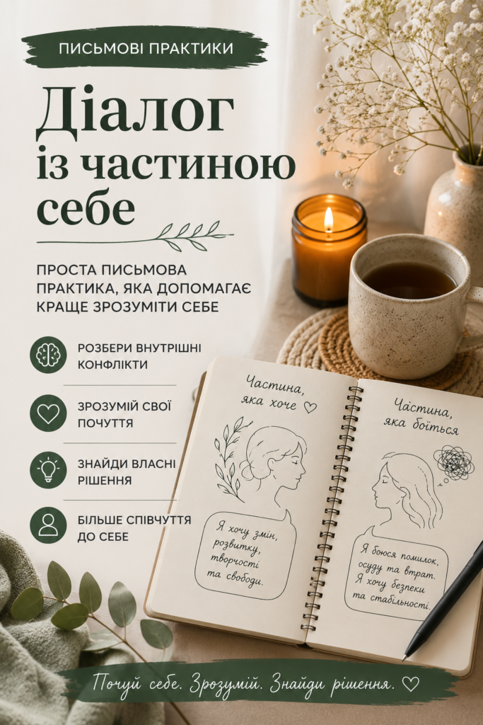 Діалог із собою - це письмова практика, що дозволяє вирішувати внутрішні конфлікти