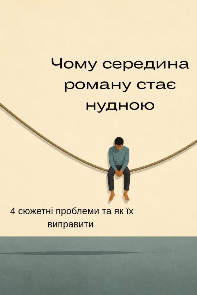 Фігурка сидить на провислій мотузці, символ провислої середини роману